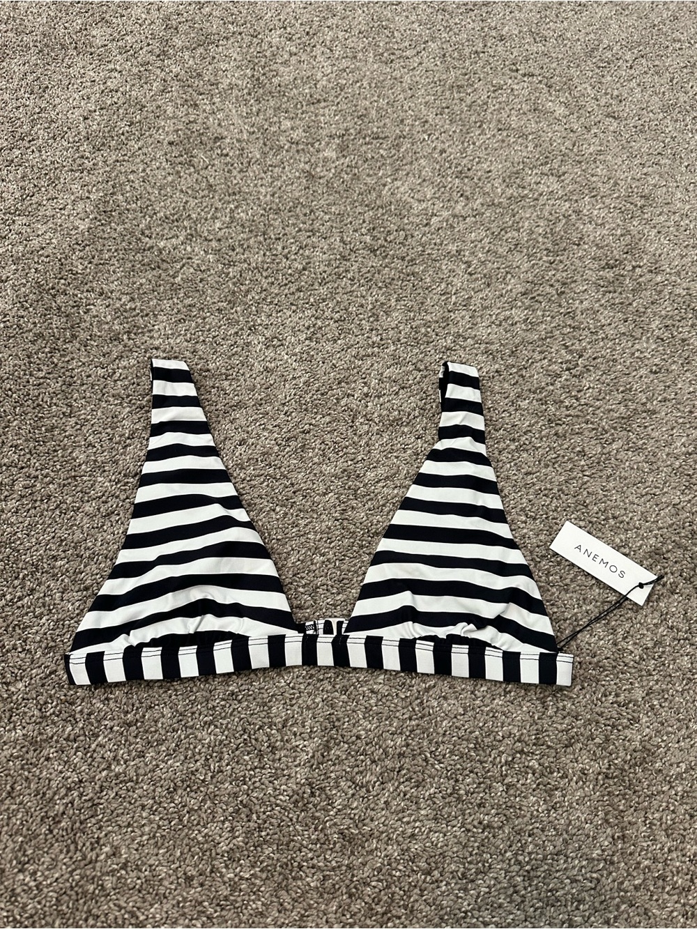 NWT Anemos Black & White Striped Triangle Bikini Top